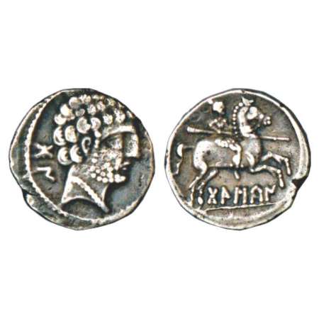 Celts in Northern Spain, Bolskan (Osca/ Huesca) province, silver denarius of Sussetanos (l
