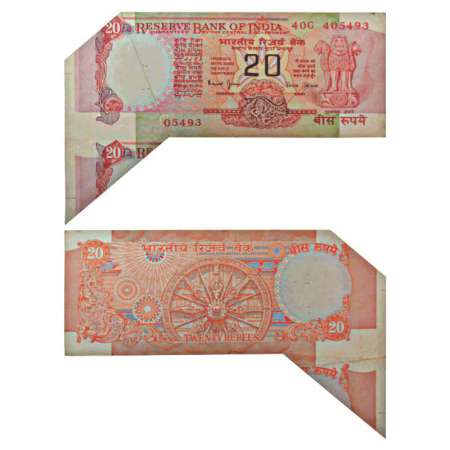 20 rupees, misprint, signed by Bimal Jalan, inset 'C', serial no.: 40G 405493. Paper extra