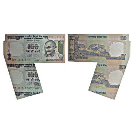 100 rupees, misprint, signed by C. Rangrajan, inset 'A', serial no.: 8FW 121815. Huge extr