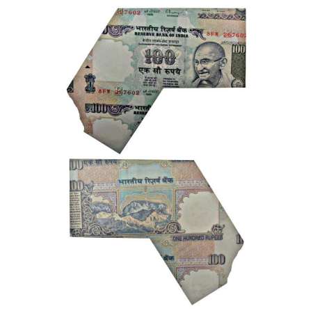 100 rupees, misprint, signed by C. Rangrajan, inset 'E', serial no.: 8FW 267602. Misaligne
