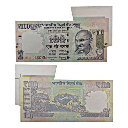 100 rupees, misprint, 2016, signed by Raghuram. G. Rajan, inset 'E', serial no.: 3KD 08502