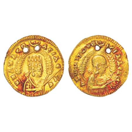 Axumite Empire in Ethiopia, gold unit of Ezanas, before conversion to Christianity (AD 330