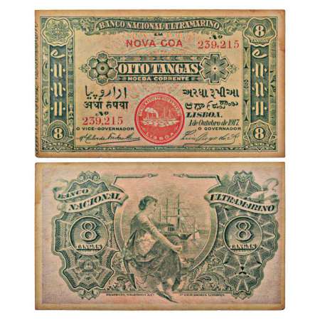 Indo-Portuguese Territories, 8 Tangas, dated 1st October 1917, signed by Luis Diogo Da Sil