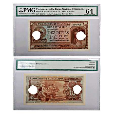 Indo-Portuguese Territories, 10 rupias, 6th issue, 29th November 1945, signed by Antonio D