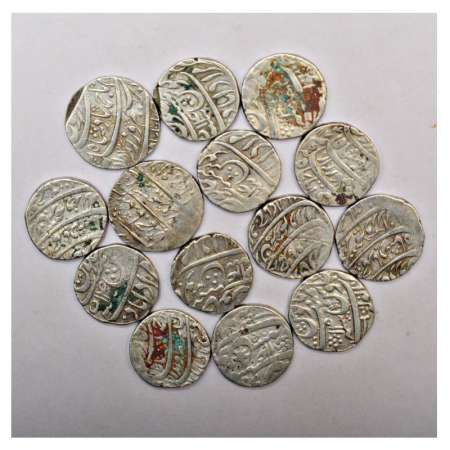 A group of 14 Afghanistan Durrani silver rupee, includes 6x Anwala mint, 2x Kashmir mint a