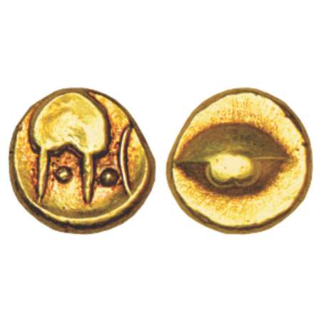 Sultans of Bijapur, Anonymous, Hudki gold pagoda, 3.36g. A boat like uncertain symbol with