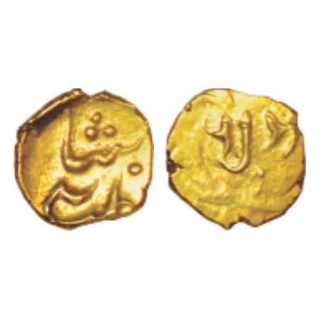 Sultans of Golkonda, Gold Fanam in the name of 'Ali, (1600-1650 AD), G&G Q8, 0.38g. Obv: l