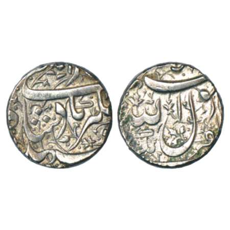 Jahangir (1605-1627 AD), silver rupee, Zafarnagar mint, KM 141.7, decorative fields on bot