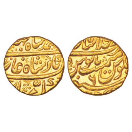 Ahmad Shah Bahadur (1748-1754 AD), gold mohur, 10.86g, Dar ul-Khilafat Shahjahanabad mint,