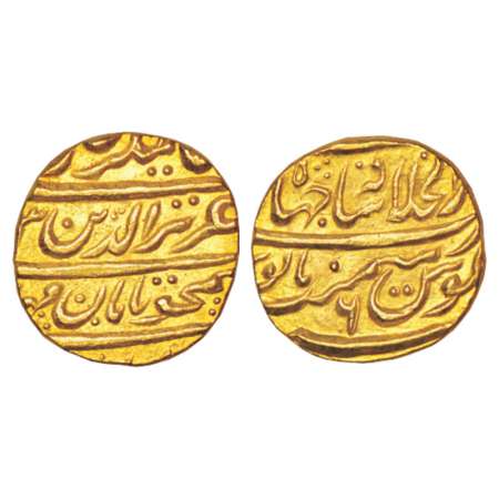 Alamgir II (1754-1759 AD), gold mohur, 10.82g, Dar ul-Khilafat Shahjahanabad mint, RY 6, w
