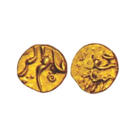 Alamgir II (1754-1759 AD), gold ½ fanam, 0.19g, Siddhaut mint. Extremely fine, Rare.