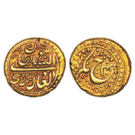Mysore, Tipu Sultan (1782-1799 AD), gold sultani, 3.44g, Nagar mint, AH 1200/RY 4, full mi