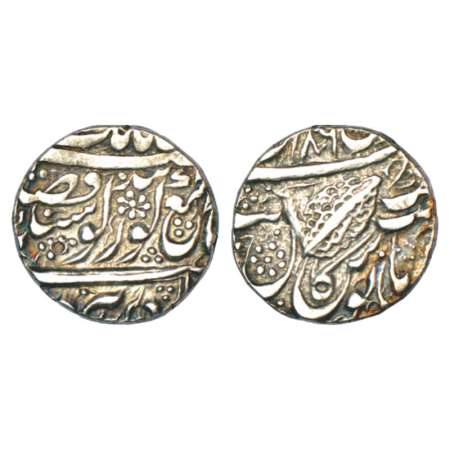 Sikh Empire, silver rupee, Amritsar mint, 'Nanak Shahi' couplet, VS 1860 erroneously minte