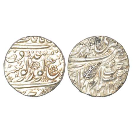 Sikh Empire, silver rupee, Amritsar mint, 'Nanak Shahi' couplet, VS 1874, digit 2 above Ta