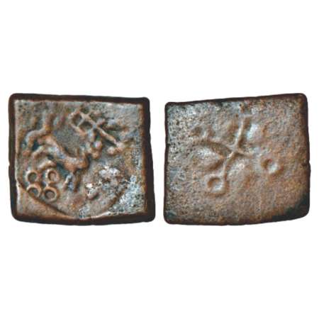 Ancient Malwa, 'Ujjayini' region uninscribed die-struck coinage (200-100 BC), copper coin 