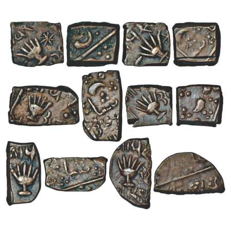 Lunawada, Wakhat Singh (1867-1929 AD), copper ½ paisa (6), 5.03g, 4.50g, 4.32g, 4.08g, 3.8