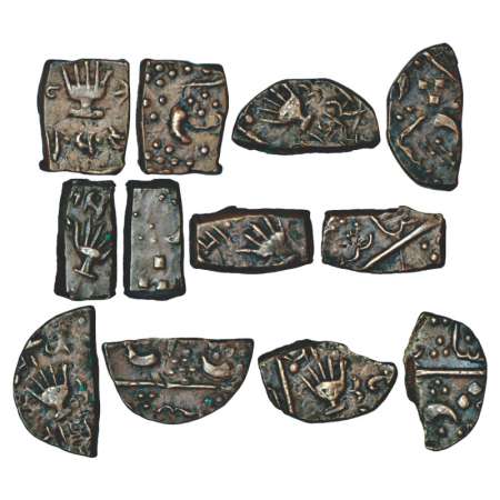 Lunawada, Wakhat Singh (1867-1929 AD), copper ½ paisa (6), 4.80g, 3.84g, 3.67g, 3.65g, 2.9