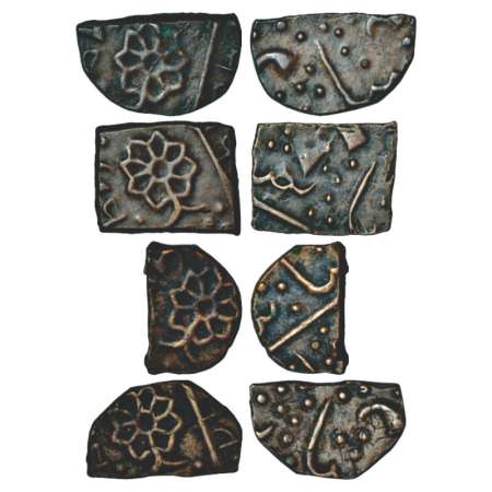 Lunawada, Wakhat Singh (1867-1929 AD), copper ½ paisa (4), 3.50g, 3.14g, 3.09g and 2.73g. 