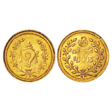 Travancore, Tulabharam medallic coinage, gold ½ pagoda, ND (1829-1931 AD), 1.28g. Obv: Con