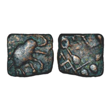 Pre-Satavahana city state coinage in Vidarbha, inscribed die struck coin of Bhadravati cit
