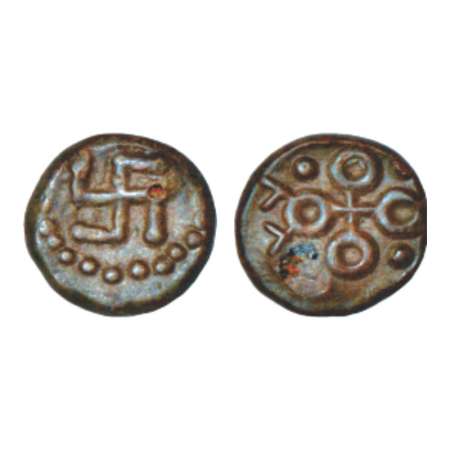 Satavahanas, uninscribed lead coin attributed to period of Satakani (100-50 BC), 1.56g. Ob