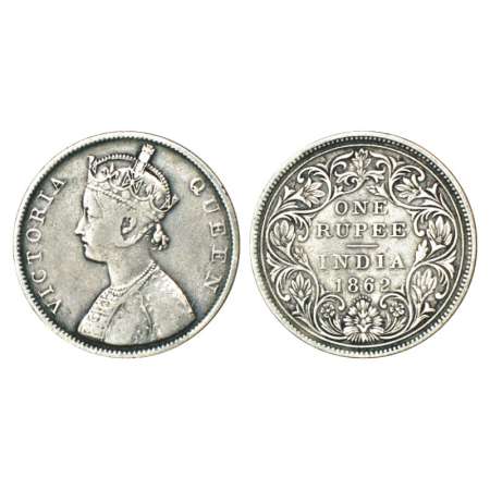 Victoria Queen, silver rupee, 1862, Bombay mint, B/II/0/6, unlisted in PR. About very fine