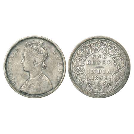Victoria Queen, silver rupee, 1862, Bombay mint, B/II/0/7, PR 88. About very fine, Rare.