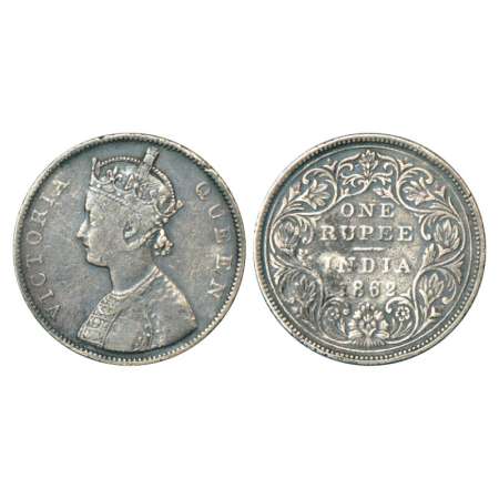 Victoria Queen, silver rupee, 1862, Bombay mint, B/II/0/10, unlisted in PR. Fine, Rare.