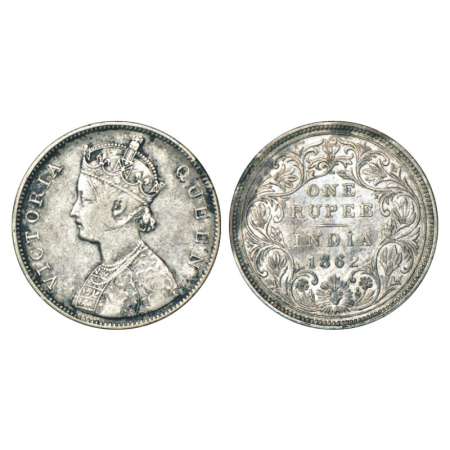 Victoria Queen, silver rupee, 1862, Bombay mint, B/II/3/0, dots not in one line, unlisted 