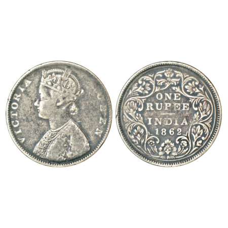 Victoria Queen, silver rupee, 1862, Bombay mint, D/IIa, double lines to the curves of the 