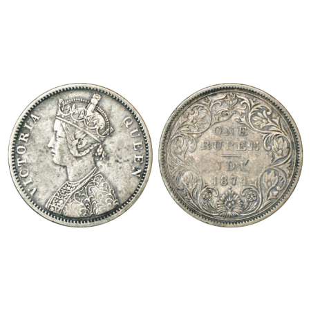 Victoria Queen, silver rupee, 1874, Bombay mint, A2/II dot, PR 143. About very fine, Very 