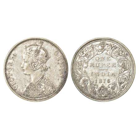 Victoria Queen, silver rupee, 1876, Bombay mint, A5/II/dot, obv. without crescent and rede