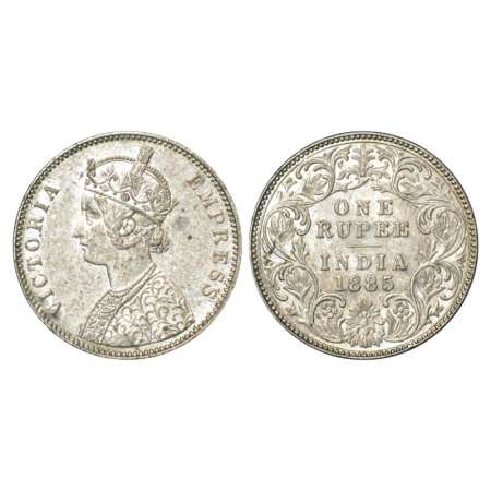 Victoria Empress, silver rupee, 1885, Bombay mint, A3/I/B raised, PR 169. About uncirculat