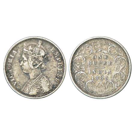 Victoria Empress, silver rupee, 1885, Bombay mint, C4/I/B raised, C4 is a recently discove
