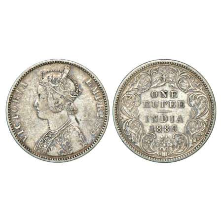 Victoria Empress, silver rupee, 1889, Bombay mint, C2/I/B raised, PR 176. Very fine+, Rare