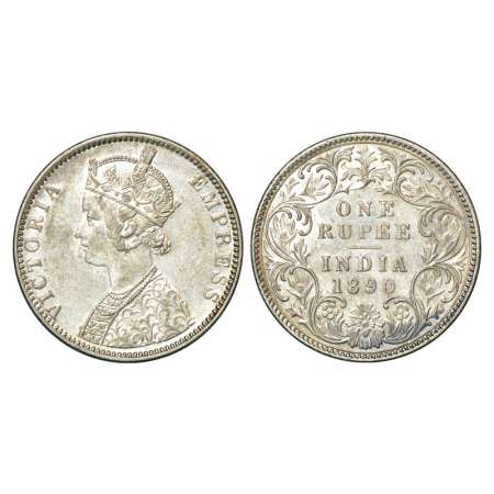 Victoria Empress, silver rupee, 1890, Bombay mint, C2/I/B incuse, PR 178. Extremely fine, 
