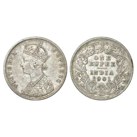 Victoria Empress, silver rupee, 1901, Calcutta mint, Mule, A4/I/C incuse, left over obv. d