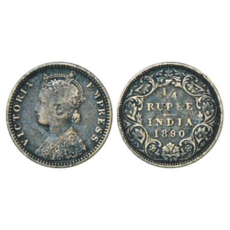 Victoria Empress, silver ¼ rupee, 1890, Bombay mint, C/I/B incuse, unlisted in PR. About v