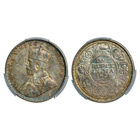 George V, silver rupee, 1921, Bombay mint, PR 227. Graded as MS63 by PCGS, Rare.