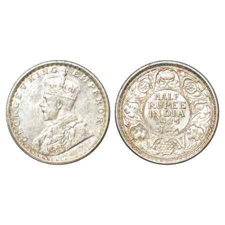 George V, silver ½ rupee, 1925, Calcutta mint, without dot, PR 328; GK 1065. Uncirculated,