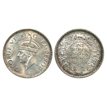 George VI, silver rupee, 1938, Bombay mint, without dot, PR 233; GK 1254. Uncirculated, Ra
