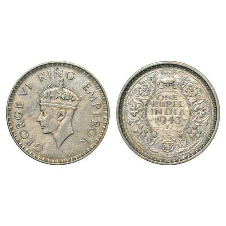 George VI, half silver rupee, 1943, Bombay mint, A/II, Large Head with Large 3 in date, Un