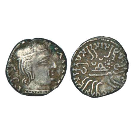 Western Kshatrapas, Karddamaka dynasty, silver drachm of Rudrasena I (199-222 AD), as Maha