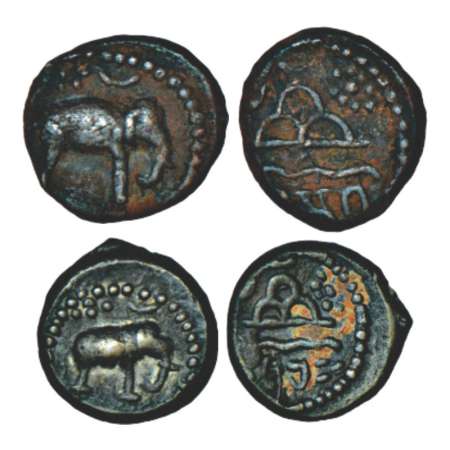 Western Kshatrapas, Kardamaka family, two anonymous potin 'elephant' type units attributed