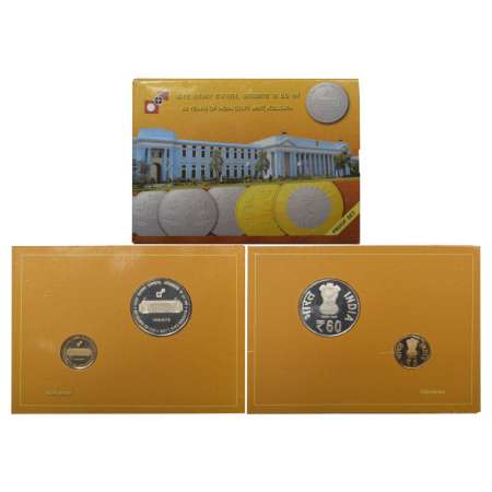 2012, 60 Years of India Government mint Kolkata, Proof set of 2 coins, 60 rupees and 5 rup