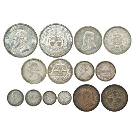 South Africa, set of 7 coins, 6x silver, 5 shilling, AD 1892, 2½ shilling, AD 1897, 2 shil