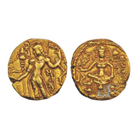 Gupta Empire, gold dinar of Skanda Gupta (455-470 AD), 'Archer' type, Altekar Var. A, S Ku