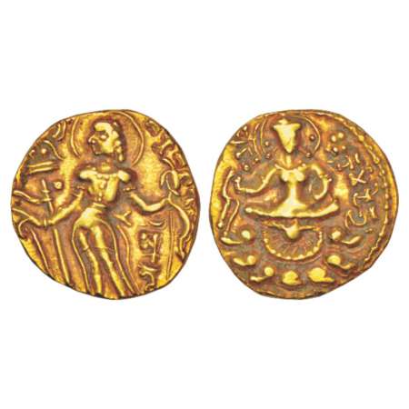 Gupta Empire, gold dinar of Skanda Gupta (455-470 AD), 'Archer' type, Altekar Var. B, S Ku