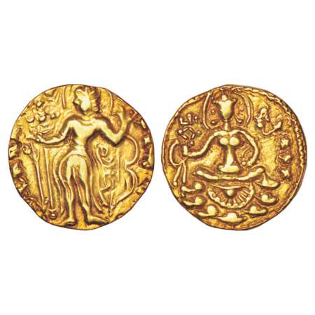 Gupta Empire, gold dinar of Kumara Gupta II (475-480 AD), 'Archer' type, S Kumar p. 372, 9