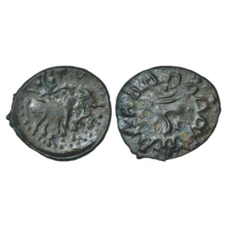 Pallavas of Kanchipuram, unattributed potin coin of early period, (400-600 AD), Krishnamur